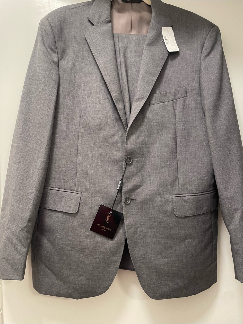 Yves Saint Laurent Men's Light Gray Two-Button Light Wool Blend Suit